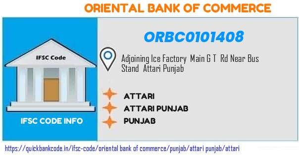 Oriental Bank of Commerce Attari ORBC0101408 IFSC Code