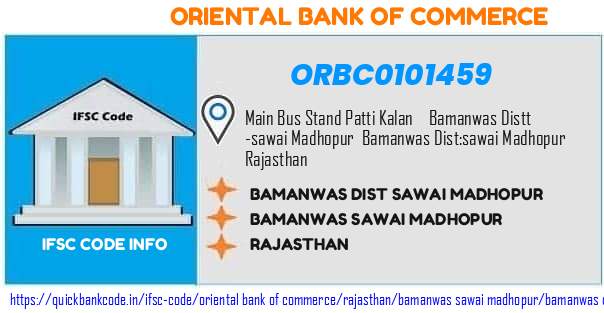 Oriental Bank of Commerce Bamanwas Dist Sawai Madhopur ORBC0101459 IFSC Code