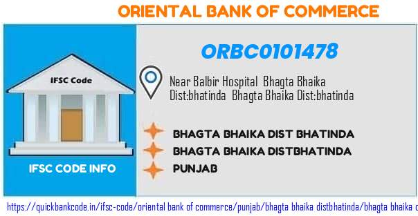 Oriental Bank of Commerce Bhagta Bhaika Dist Bhatinda ORBC0101478 IFSC Code