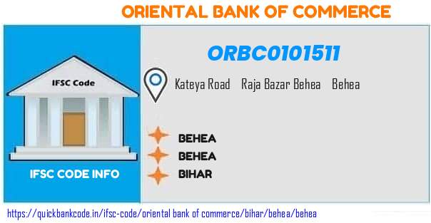 Oriental Bank of Commerce Behea ORBC0101511 IFSC Code