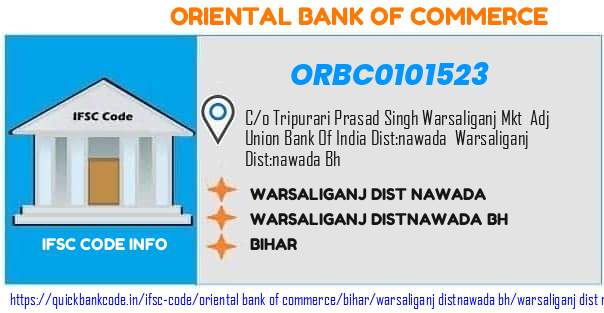 Oriental Bank of Commerce Warsaliganj Dist Nawada ORBC0101523 IFSC Code