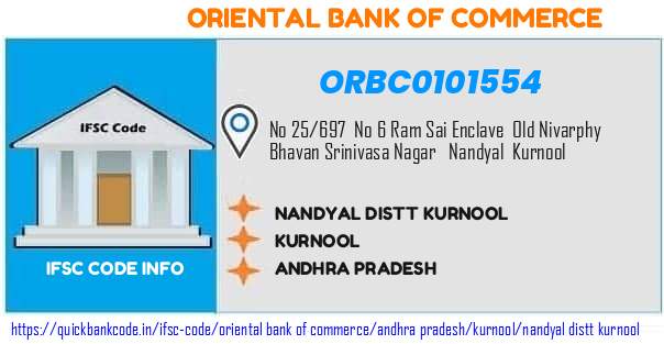 Oriental Bank of Commerce Nandyal Distt Kurnool ORBC0101554 IFSC Code