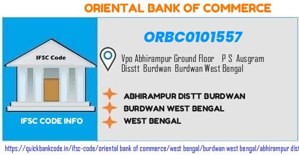 Oriental Bank of Commerce Abhirampur Distt Burdwan ORBC0101557 IFSC Code