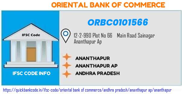 Oriental Bank of Commerce Ananthapur ORBC0101566 IFSC Code