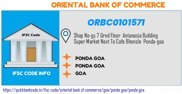 Oriental Bank of Commerce Ponda Goa ORBC0101571 IFSC Code