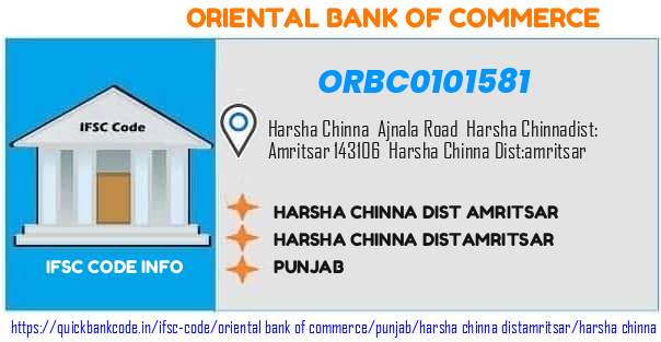 Oriental Bank of Commerce Harsha Chinna Dist Amritsar ORBC0101581 IFSC Code