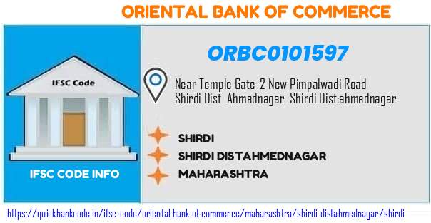 Oriental Bank of Commerce Shirdi ORBC0101597 IFSC Code