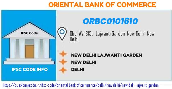 Oriental Bank of Commerce New Delhi Lajwanti Garden ORBC0101610 IFSC Code