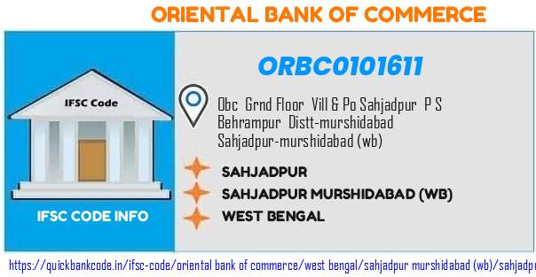 Oriental Bank of Commerce Sahjadpur ORBC0101611 IFSC Code