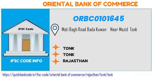 Oriental Bank of Commerce Tonk ORBC0101645 IFSC Code