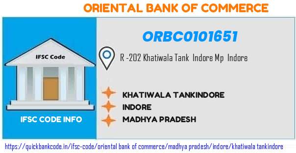 Oriental Bank of Commerce Khatiwala Tankindore ORBC0101651 IFSC Code