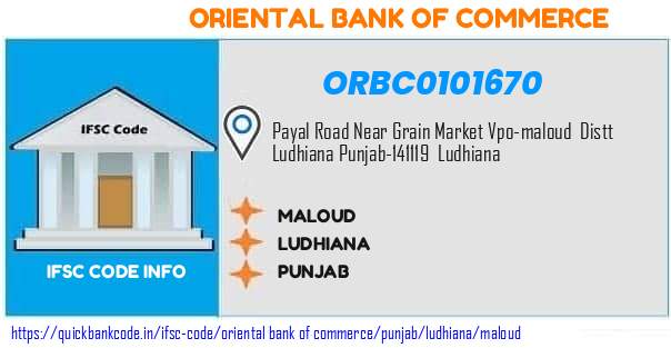 Oriental Bank of Commerce Maloud ORBC0101670 IFSC Code