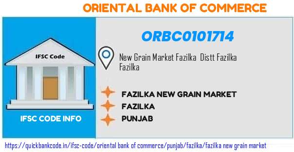 Oriental Bank of Commerce Fazilka New Grain Market ORBC0101714 IFSC Code