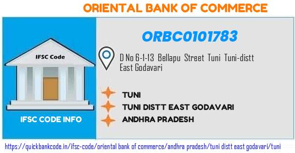 Oriental Bank of Commerce Tuni ORBC0101783 IFSC Code