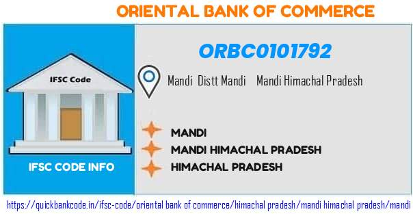 Oriental Bank of Commerce Mandi ORBC0101792 IFSC Code