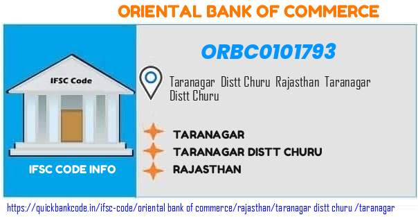 Oriental Bank of Commerce Taranagar ORBC0101793 IFSC Code