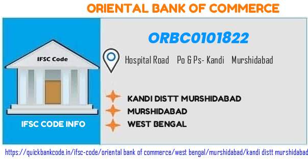 Oriental Bank of Commerce Kandi Distt Murshidabad ORBC0101822 IFSC Code