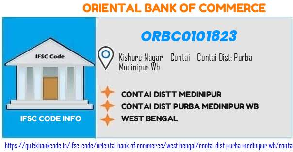 Oriental Bank of Commerce Contai Distt Medinipur ORBC0101823 IFSC Code