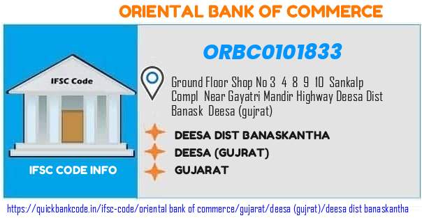 Oriental Bank of Commerce Deesa Dist Banaskantha ORBC0101833 IFSC Code