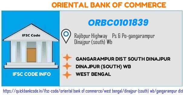 Oriental Bank of Commerce Gangarampur Dist South Dinajpur ORBC0101839 IFSC Code