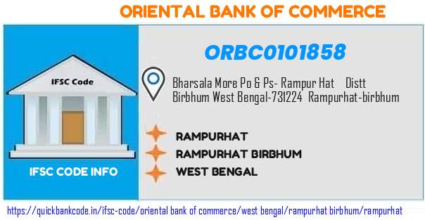 Oriental Bank of Commerce Rampurhat ORBC0101858 IFSC Code
