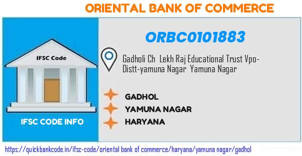 Oriental Bank of Commerce Gadhol ORBC0101883 IFSC Code