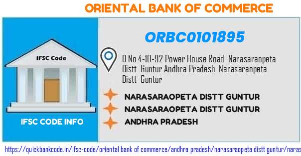 Oriental Bank of Commerce Narasaraopeta Distt Guntur ORBC0101895 IFSC Code