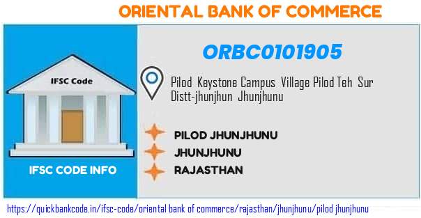 Oriental Bank of Commerce Pilod Jhunjhunu ORBC0101905 IFSC Code