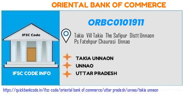Oriental Bank of Commerce Takia Unnaon ORBC0101911 IFSC Code