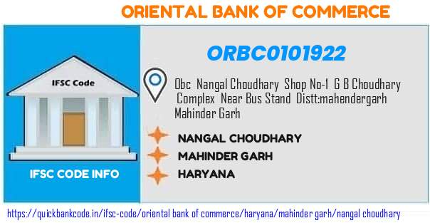 Oriental Bank of Commerce Nangal Choudhary ORBC0101922 IFSC Code
