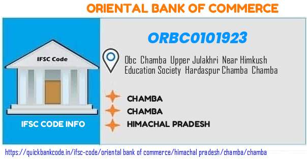 Oriental Bank of Commerce Chamba ORBC0101923 IFSC Code