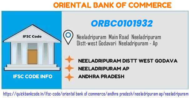 Oriental Bank of Commerce Neeladripuram Distt West Godava ORBC0101932 IFSC Code