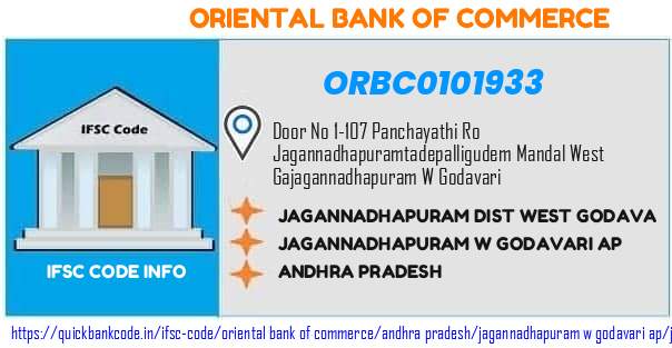 Oriental Bank of Commerce Jagannadhapuram Dist West Godava ORBC0101933 IFSC Code