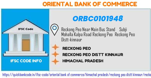 Oriental Bank of Commerce Reckong Peo ORBC0101948 IFSC Code