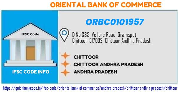 Oriental Bank of Commerce Chittoor ORBC0101957 IFSC Code