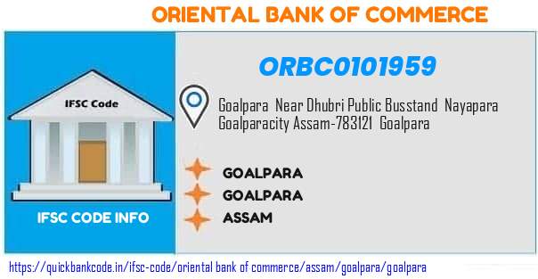 Oriental Bank of Commerce Goalpara ORBC0101959 IFSC Code