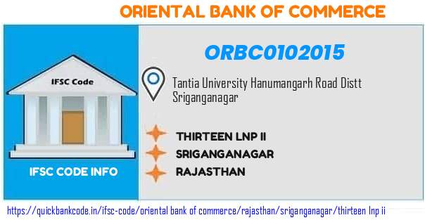 Oriental Bank of Commerce Thirteen Lnp Ii ORBC0102015 IFSC Code