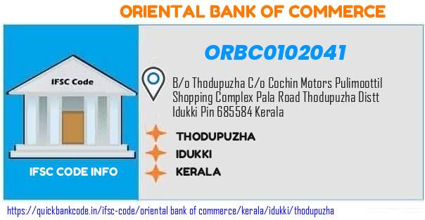 Oriental Bank of Commerce Thodupuzha ORBC0102041 IFSC Code