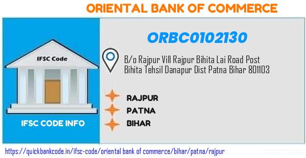 Oriental Bank of Commerce Rajpur ORBC0102130 IFSC Code