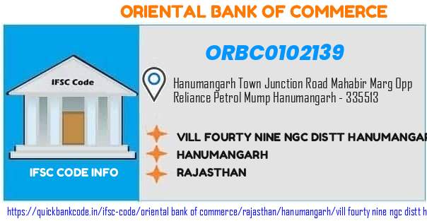 Oriental Bank of Commerce Vill Fourty Nine Ngc Distt Hanumangarh ORBC0102139 IFSC Code