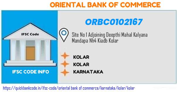 Oriental Bank of Commerce Kolar ORBC0102167 IFSC Code