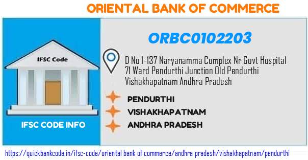 Oriental Bank of Commerce Pendurthi ORBC0102203 IFSC Code