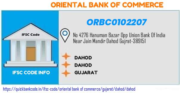 Oriental Bank of Commerce Dahod ORBC0102207 IFSC Code