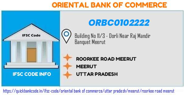 Oriental Bank of Commerce Roorkee Road Meerut ORBC0102222 IFSC Code