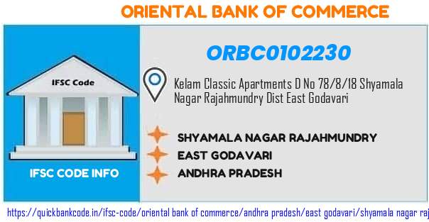 Oriental Bank of Commerce Shyamala Nagar Rajahmundry ORBC0102230 IFSC Code