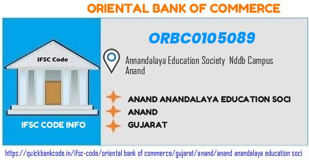 Oriental Bank of Commerce Anand Anandalaya Education Soci ORBC0105089 IFSC Code