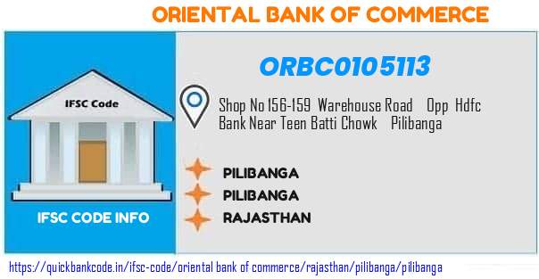 Oriental Bank of Commerce Pilibanga ORBC0105113 IFSC Code