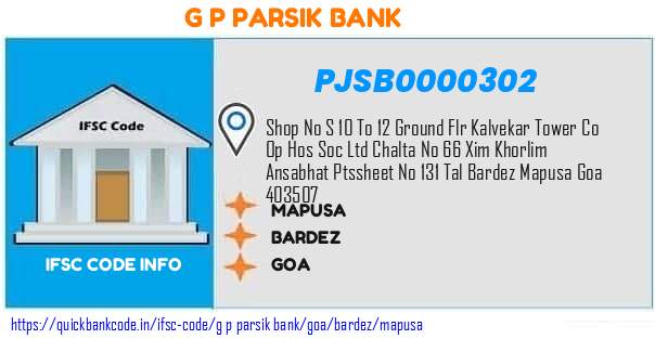 G P Parsik Bank Mapusa PJSB0000302 IFSC Code