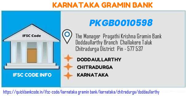 Karnataka Gramin Bank Doddaullarthy PKGB0010598 IFSC Code