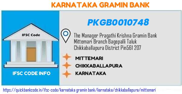 Karnataka Gramin Bank Mittemari PKGB0010748 IFSC Code
